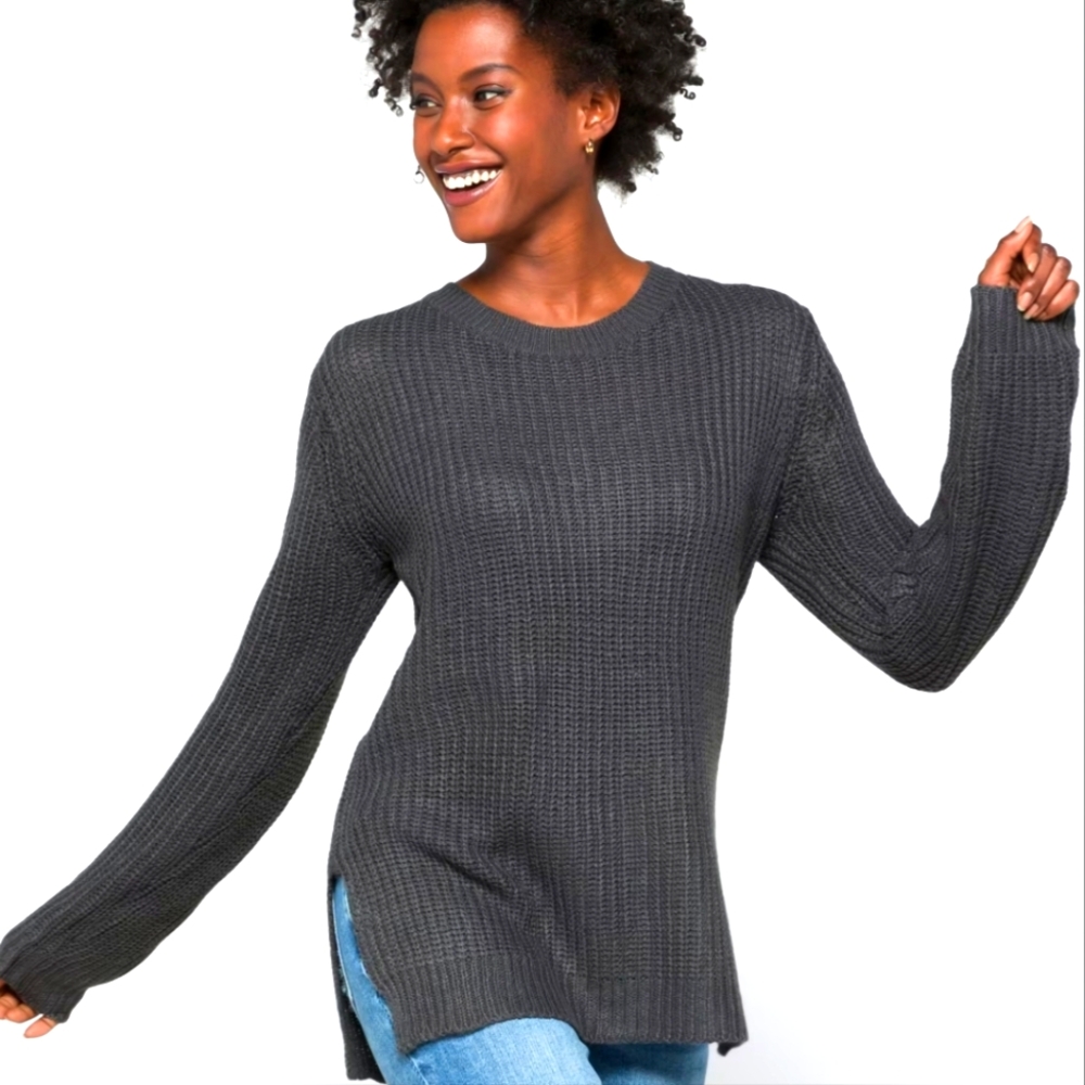 Gray Deep V-back Women's Sweater